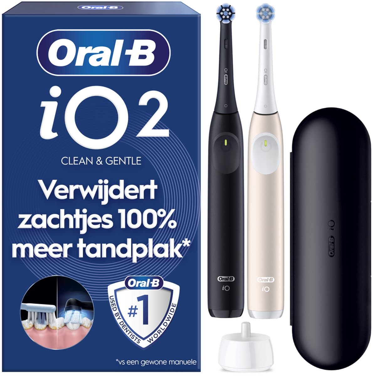 Oral-B iO2 Elektrische Tandenborstels - Night Black & Calm Pink - 2 stuks