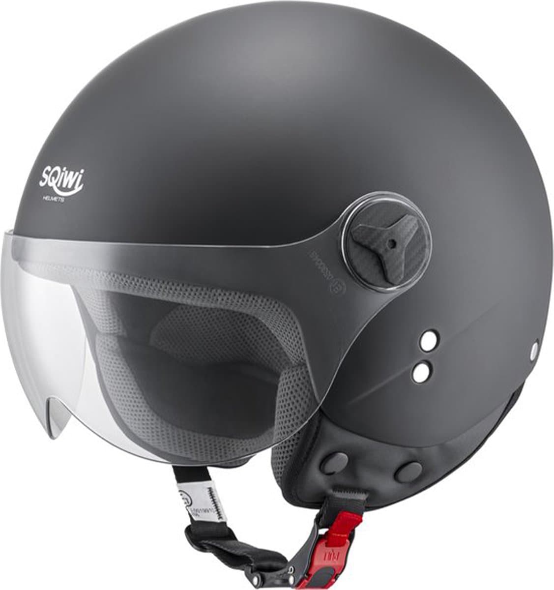 SQIWI Urban Scooterhelm - M - Fashion Jethelm met Vizier - Motorhelm - Geschikt voor Vespa, Scooter, Brommer, Motor en Snorfiets - Mat Zwart