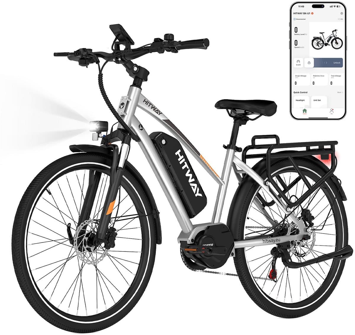 Hitway Elektrische Fiets BK U1 - E-Bike met 250W Middenmotor - 27.5*2.2 Inch City Commuter EBike met Afneembare 36V 13Ah Lithium Batterij - 7 Versnellingen - IP54 Waterdicht