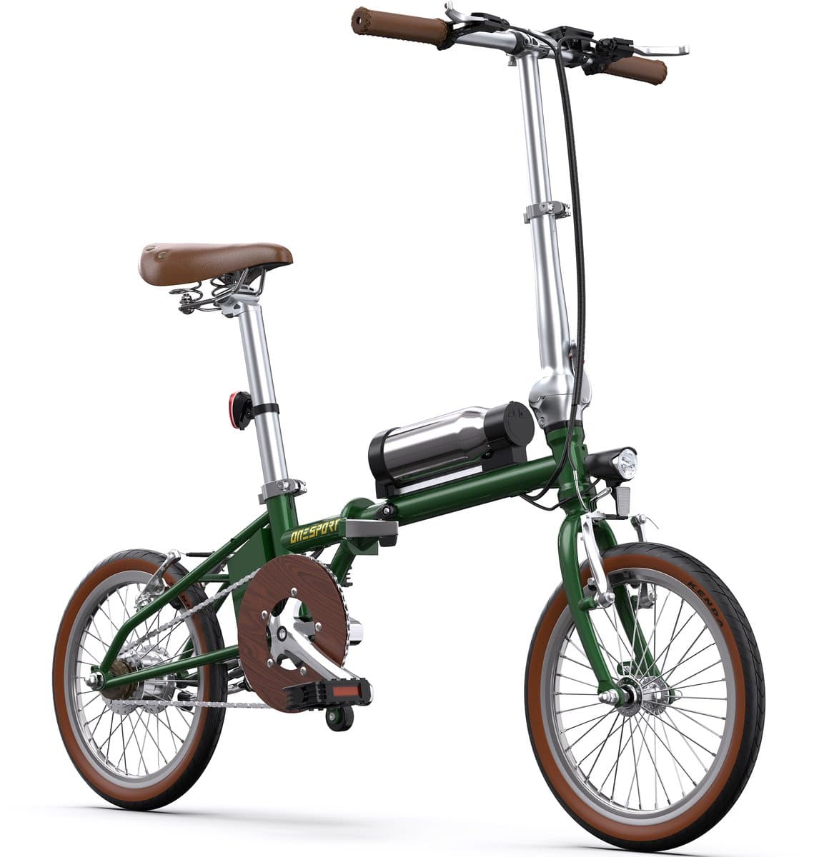 ONESPORT Elektrische Fiets – Lichtgewicht Opvouwbare E-Bike voor Stad & Pendelen – 36V 5.2Ah Accu – 40 km Bereik – 16×1.35 Inch Banden – Snel Opladen 2,5u – Groen