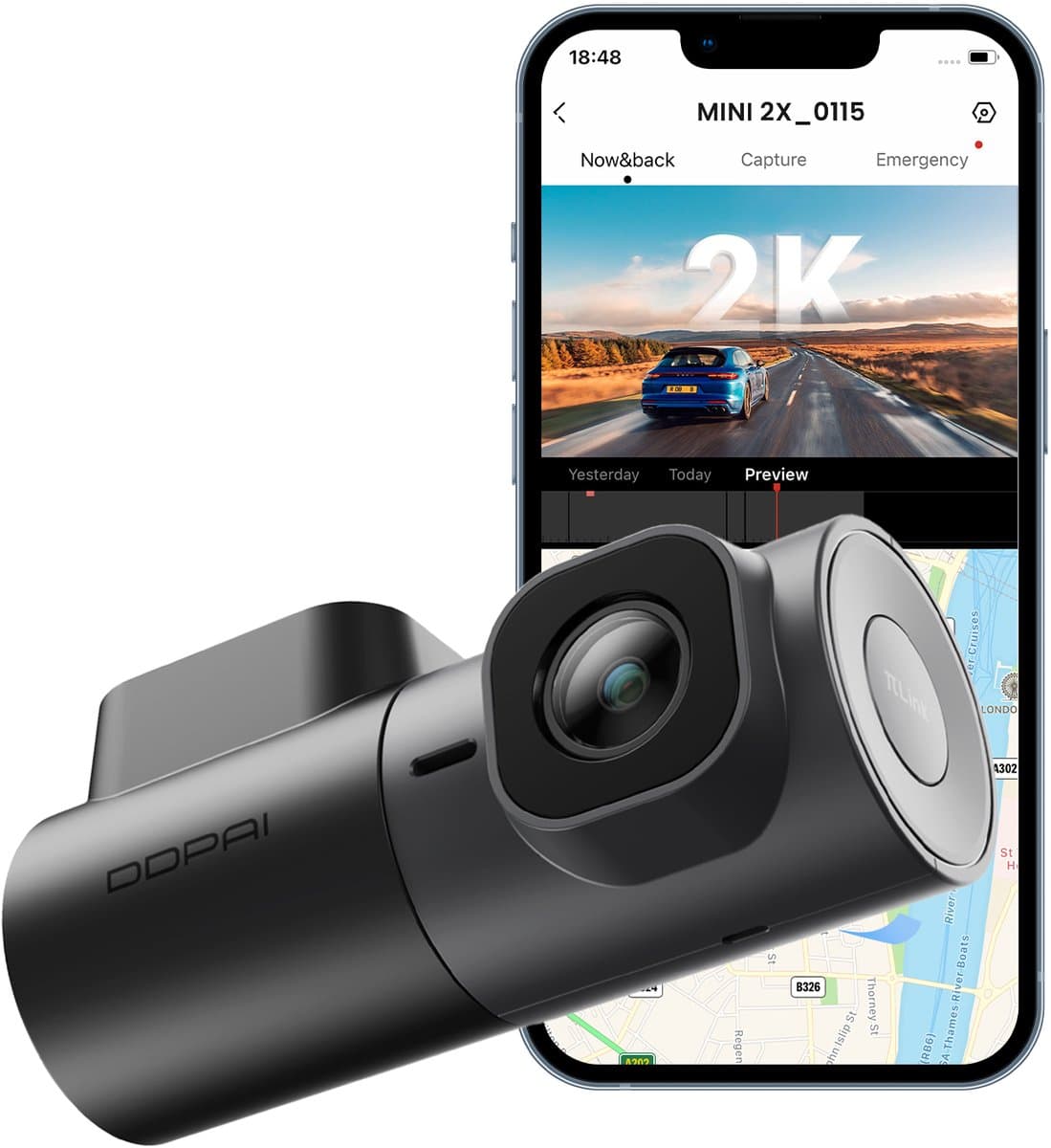 Dashcam voor Auto - 2K HD - 360° Draaibaar - Nachtvisie 2.0 - 5GHz Wi-Fi - ADAS Assistentie - DDPAI