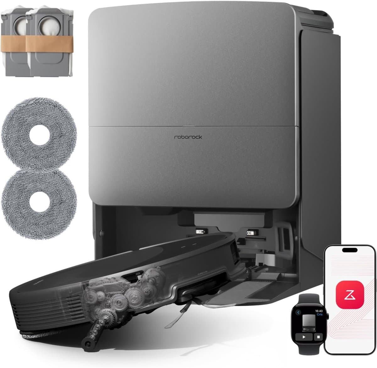 Roborock Saros 20 Set–Robotstofzuiger Met Dweilfunctie–Digitale motor 36000Pa–AdaptiLift Chassis 3.0–Autonoom StarSight systeem 2.0–100℃ Warmwatermopwas–Zelfreinigend Station & Anti-Klit Borstels–Slimme spraakassistent-Saros 10R Upgrade