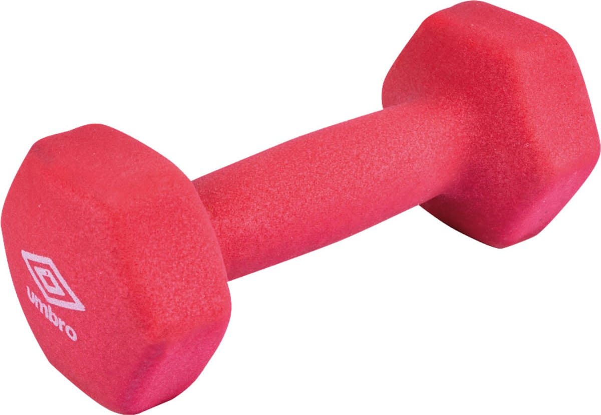 Umbro Halter 2 KG - Dumbell - Rood - Rubber/Vinyl - Krachttraining en Cardio - Stoot- en Krasvrij Materiaal - Perfect voor Beginnende Sporters en Senioren