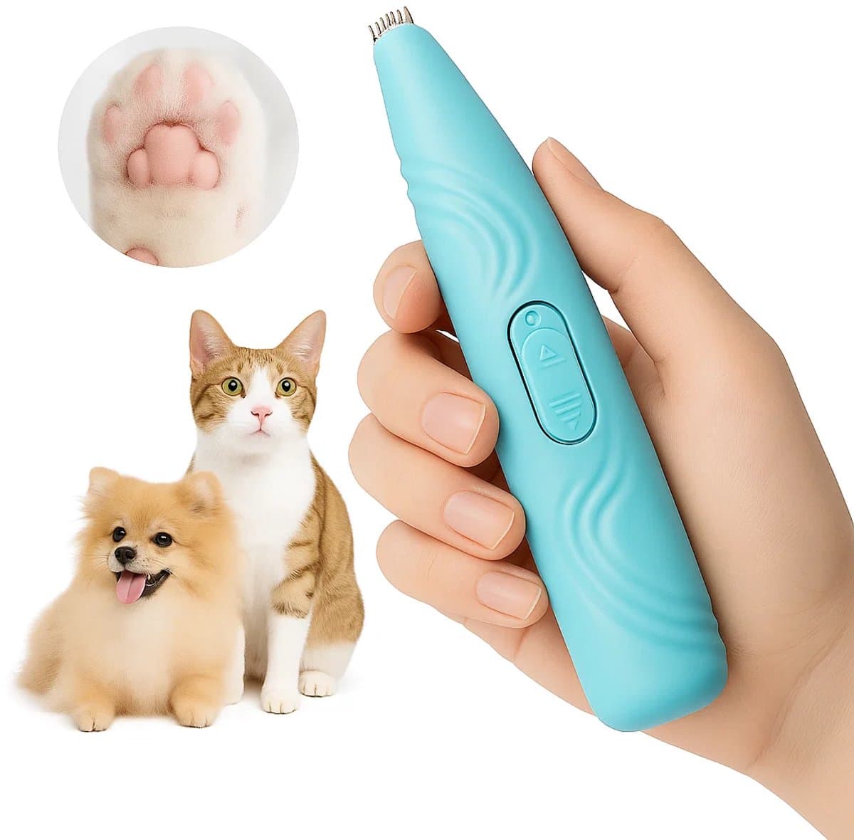 Professioneel Huisdierpoot Scheerapparaat – Elektrische Honden- en Kattentrimmer – Stil, Veilig & Precies – Voor Poten, Oren, Ogen en Meer – Blauw