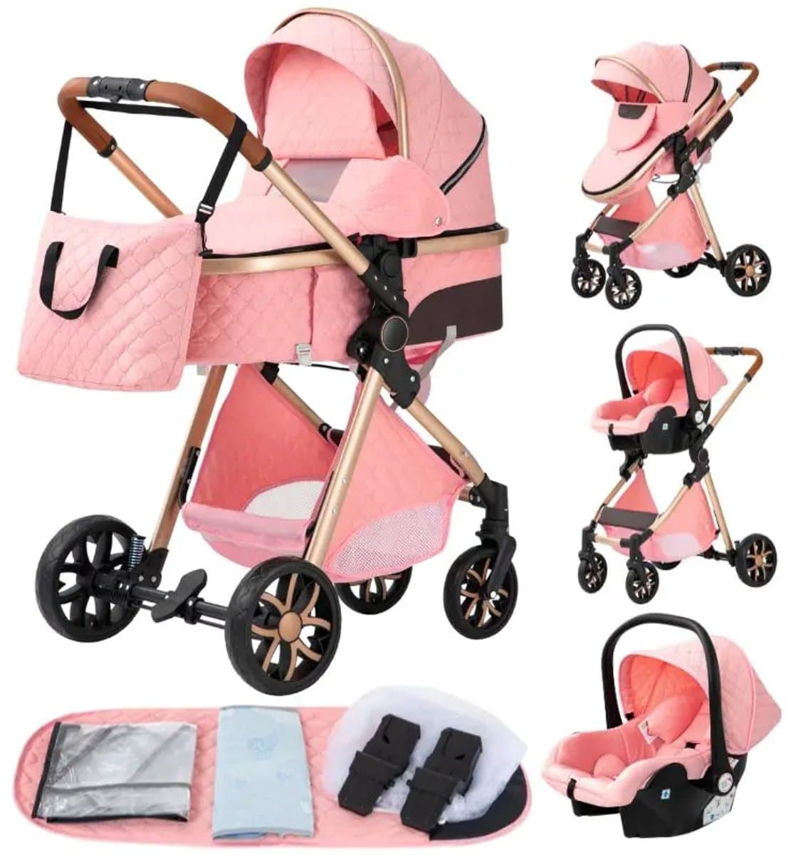 buggy - kinderwagen 3 in 1 - Draagbare Reizen Kinderwagen Aluminium Frame Opvouwbare Kinderwagens Hoge Landschap Auto voor Pasgeboren Baby