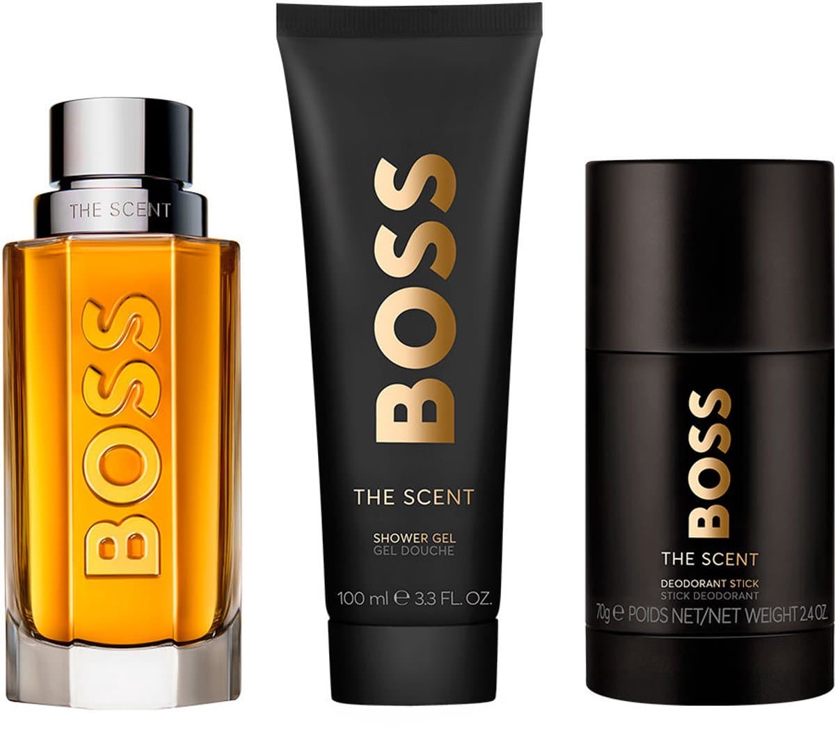 Hugo Boss The Scent Eau de Toilette spray 100 ml + Deodorant stick 75 ml + Douchegel 100 ml Cadeau Set