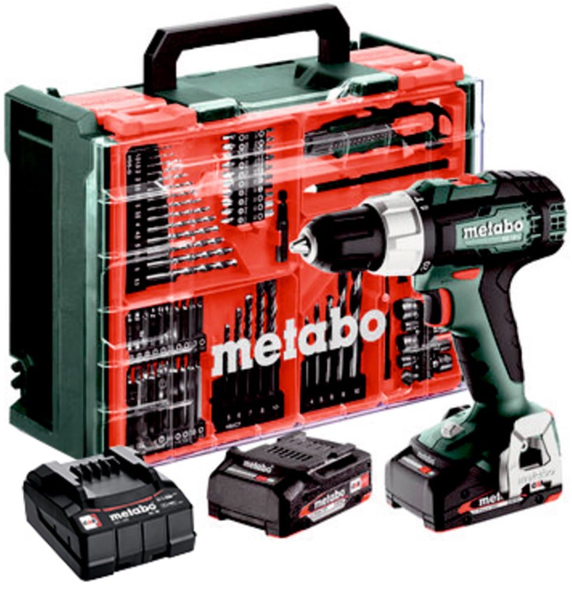Metabo Gereedschap - 18V ACCU-boormachine met klopfunctie en accessoires, 2x accu 2,0 Ah LiPower, lader 614053710