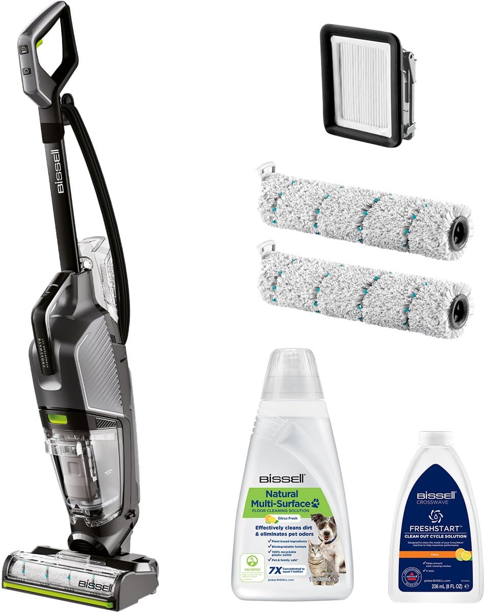 BISSELL CrossWave HydroSteam Steelstofzuiger met Dweilfunctie - Vloerreiniger met Snoer - Stoomreiniger Zonder Zak - Reinigingsmachine voor Tapijt, Tegels & Houten Vloeren - Multi Surface Vacuum Cleaner - Krachtige 1100W Motor - 3528N