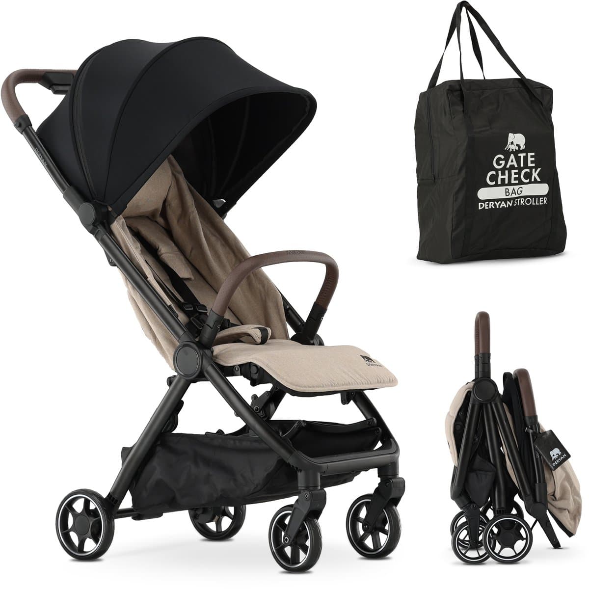Deryan Air Buggy - Reisbuggy Inklapbaar - Compacte Buggy - Nougat