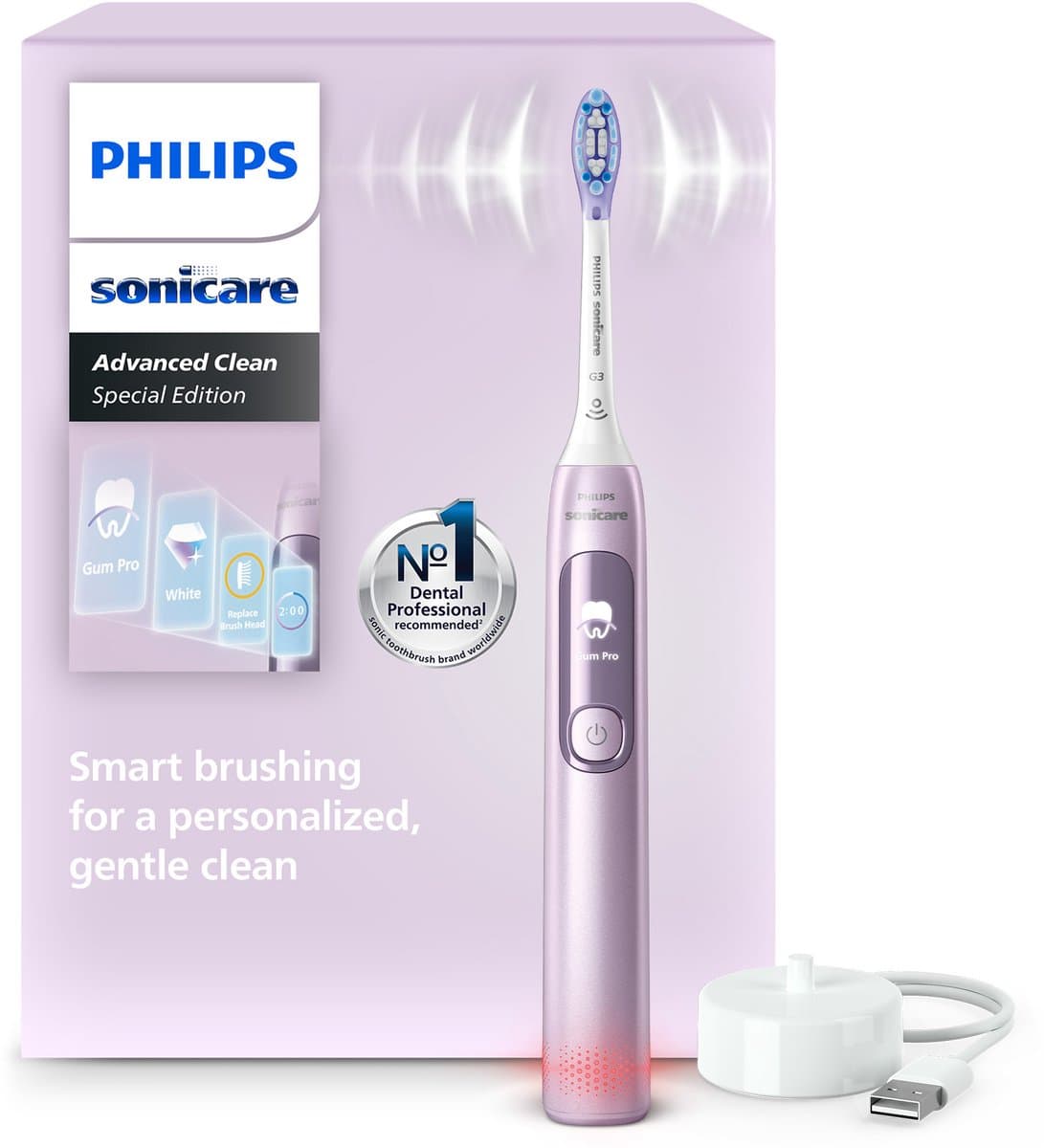 Philips Sonicare Advanced Clean Special Edition - Elektrische tandenborstel - Kleurendisplay - Lila - HX3792/12
