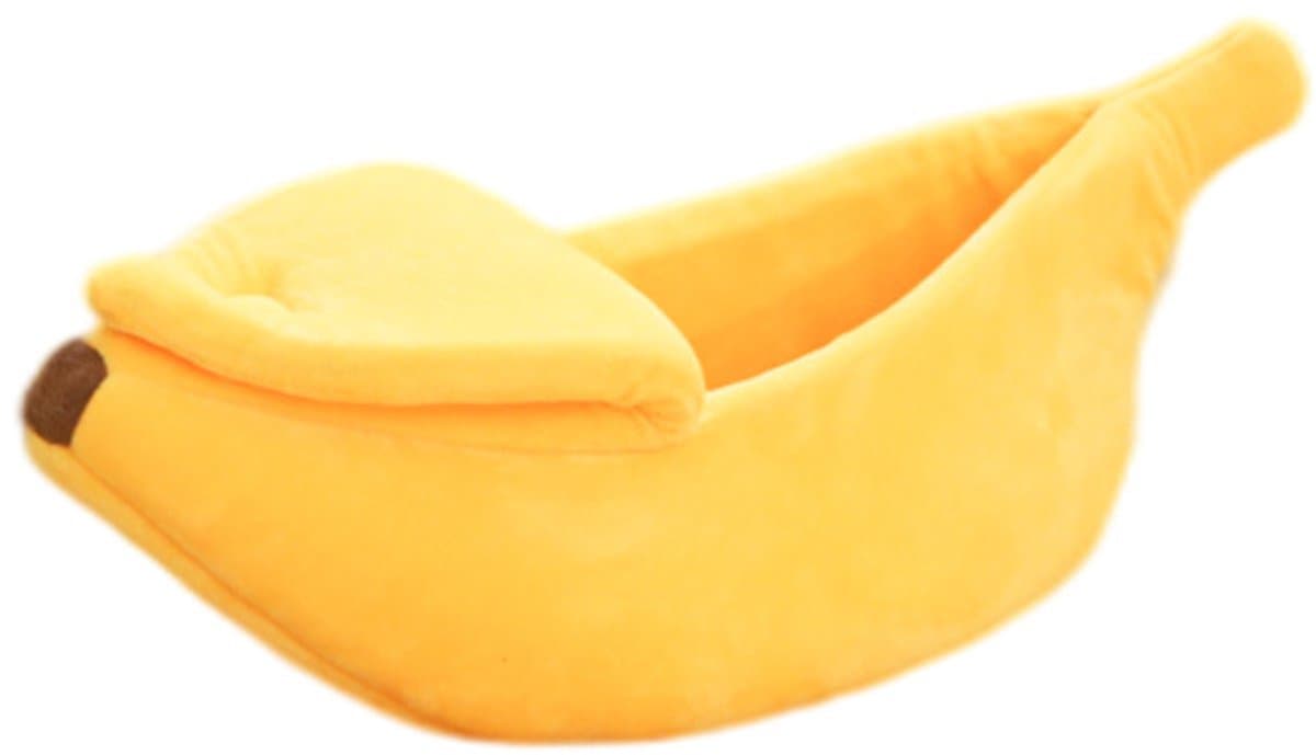 Schattig bananen kattenbed - Klein - Kerst dierenbed - Zacht en warm kattenbed - Leuke dierenbenodigdheden voor katten, kittens, konijnen en kleine honden - Geel