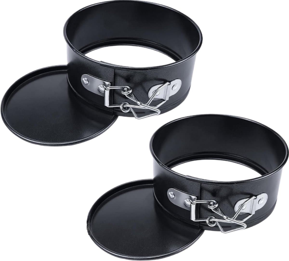 longziming Mini Springvorm Bakvorm - 10 cm - Set van 2 - Anti-aanbak - Ronde Mini TaartvormenUitneembare Bodem - Kleine Bakvormen met Platte Bodem - Voor Taarten