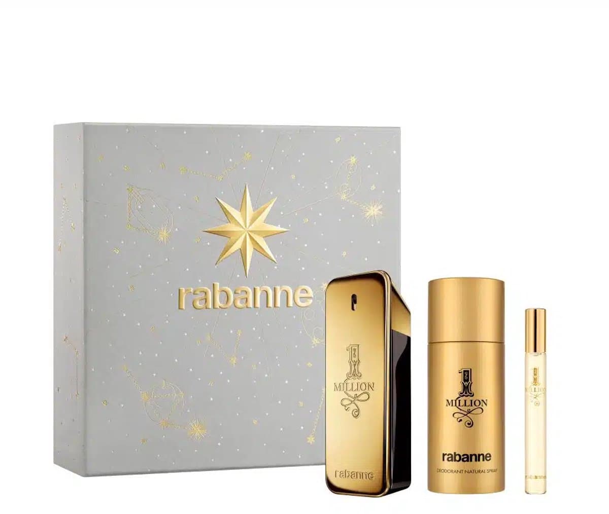 Parfumset voor Heren Paco Rabanne 1 MILLION 3 Onderdelen - Deodorant 150 ml - Eau de Toilette 100 ml - Eau de Toilette 10 ml