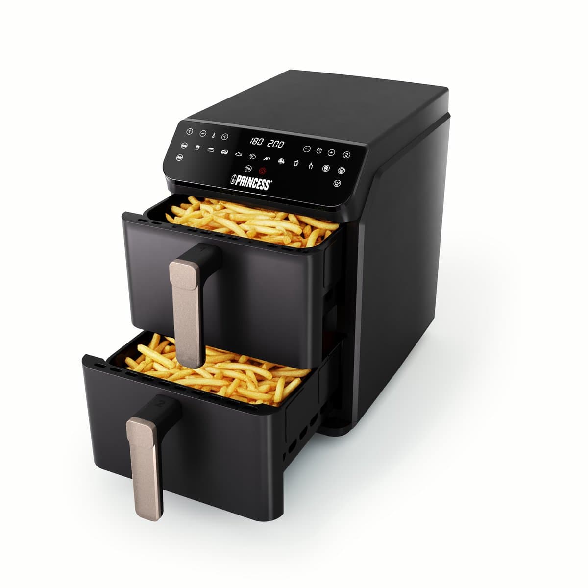Princess Heteluchtfriteuse - 182278 - 3000W - Stack Airfryer 11,2liter - PFAS-Vrij - 2 lades (Sync) - 11 Bakprogramma's - Bespaart 45% ruimte - Dubbele gestapelde lades