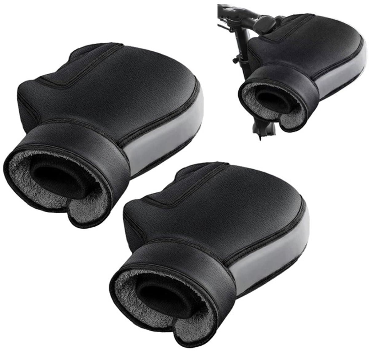 Handmoffen - Stuurhandschoenen Motorfiets - Fietshandschoenen - Warme Waterdichte Stuurhandschoenen Voor Fiets En Motor - Winter Beschermende Handmoffen Voor Rijders - 1 paar -Zwart