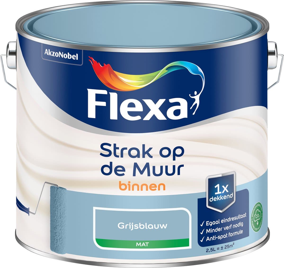 Flexa - Strak Op De Muur Binnen Mat - Grijsblauw - 2,5 L