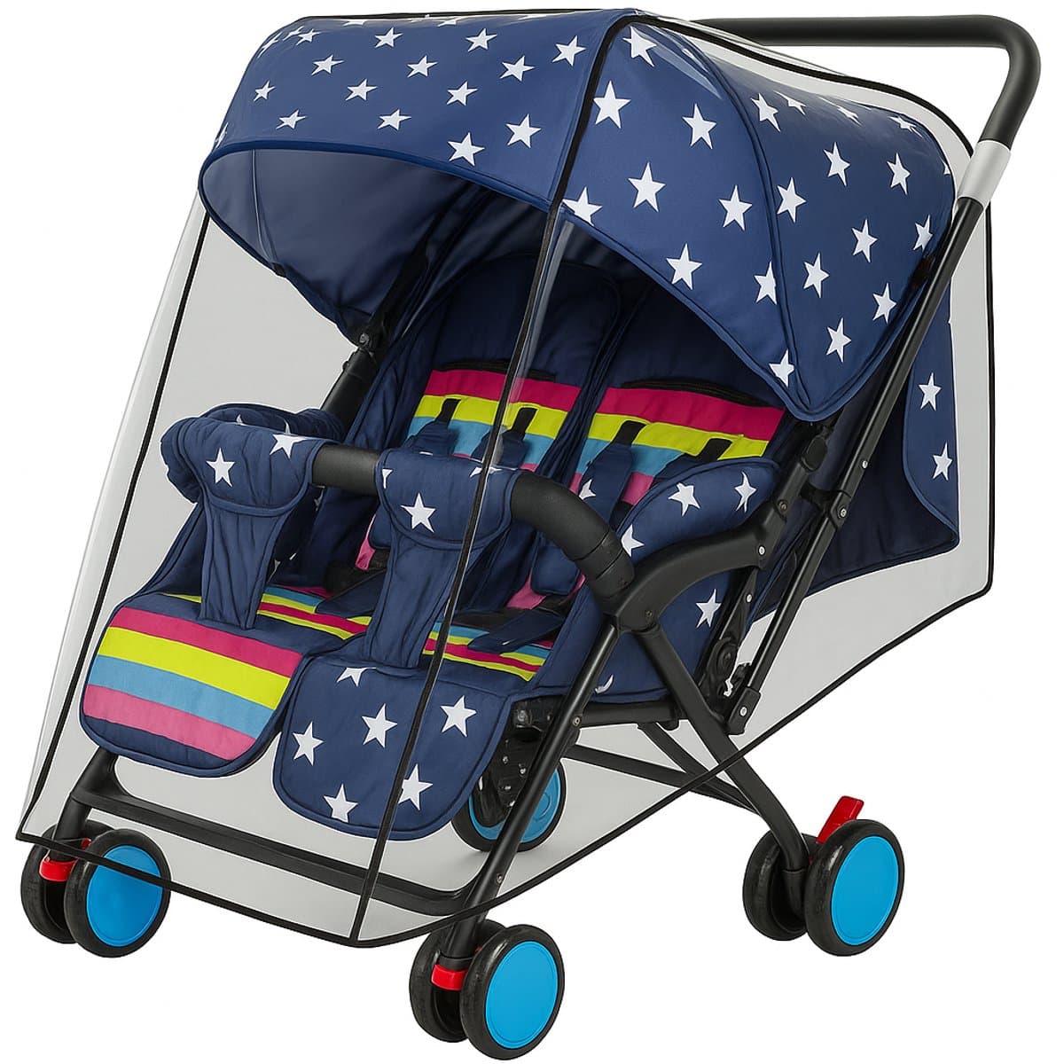 BOTC Regenhoes tweelingwagen - Regenhoes Kinderwagen - Regenscherm voor dubbele Buggy en Kinderwagen