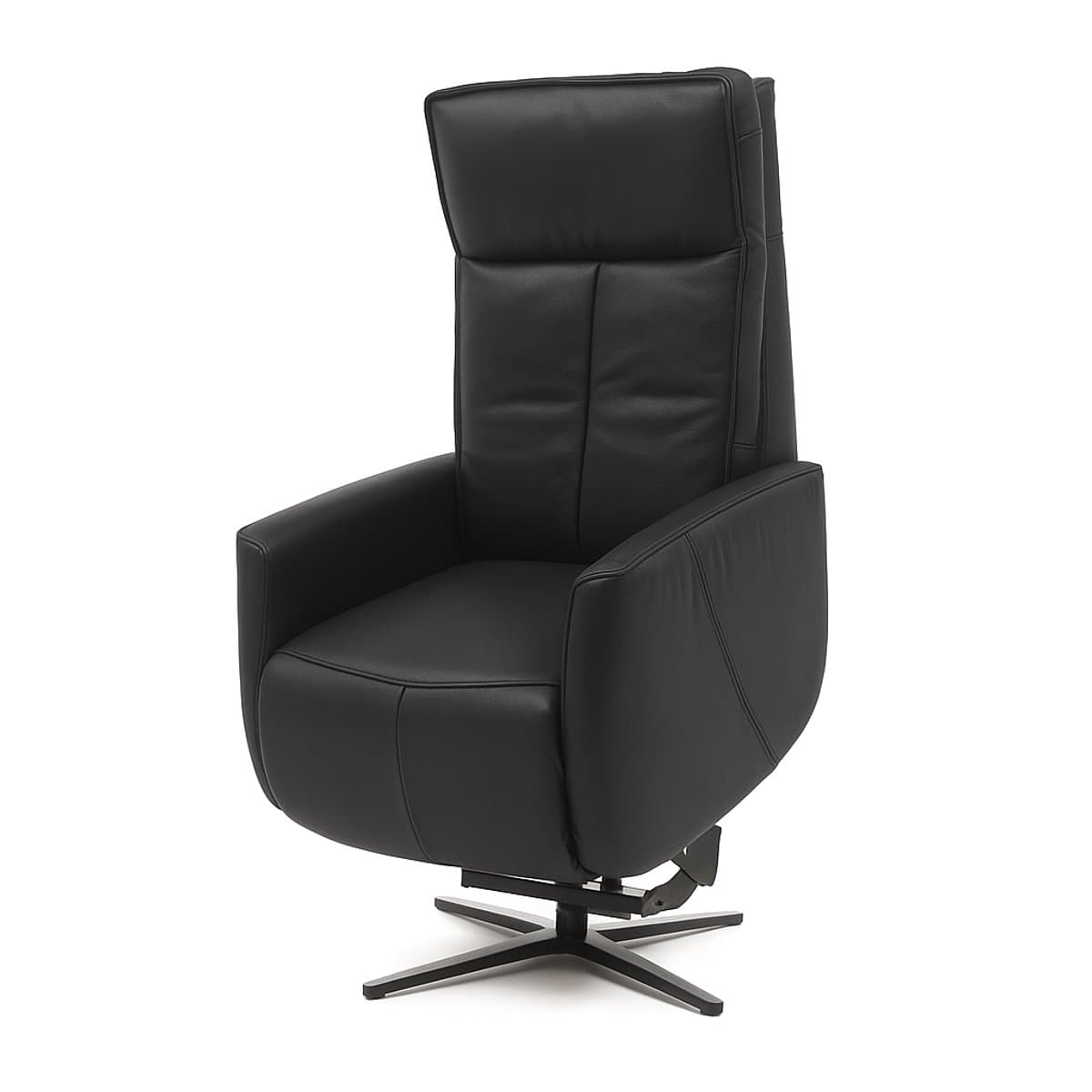 Swiss-Relax - Sta op stoel - Sereno - Zwart - Leer - gebruiksklaar afgeleverd - leder - draaibaar - elektrisch - relaxfauteuil