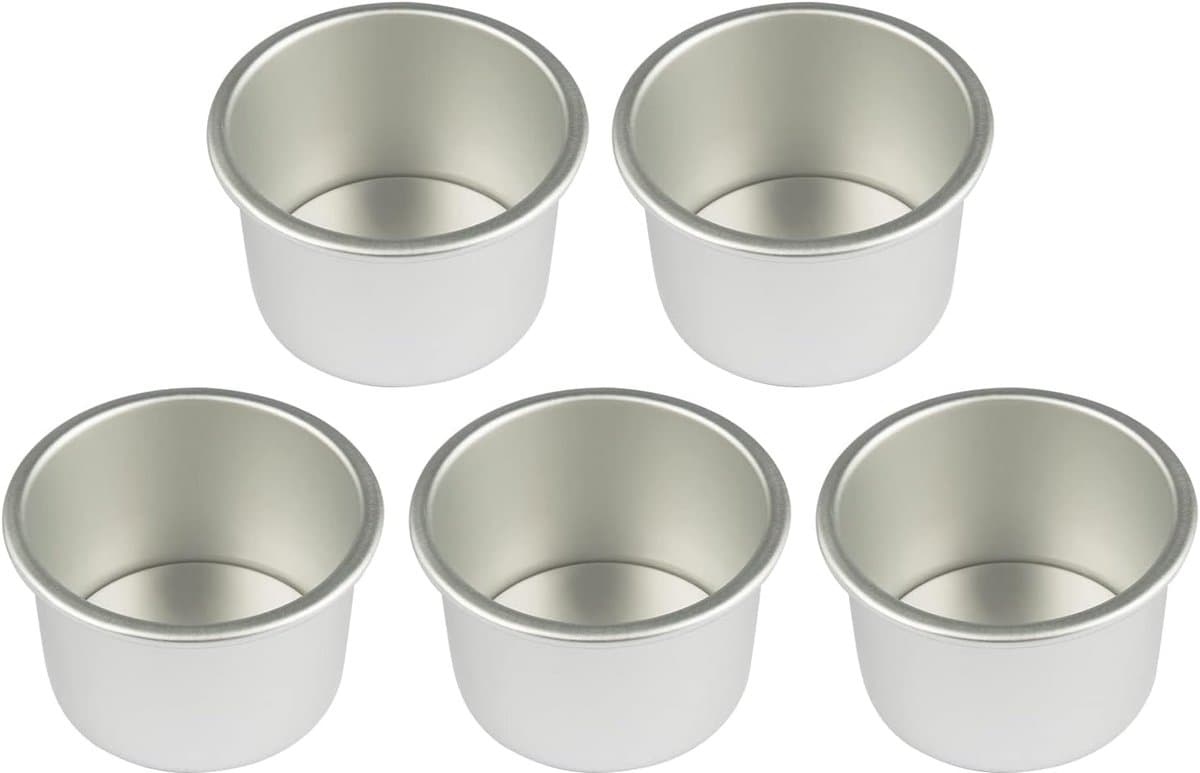 Bakvorm - 5 stuks - Taartvorm - Aluminiumlegering - Patisse Timbaalvorm - Bak Vorm Voor Cake & Taarten - Met Anti-Aanbak Laag & Losse Bodem - 6.5*5*4cm - Zilver