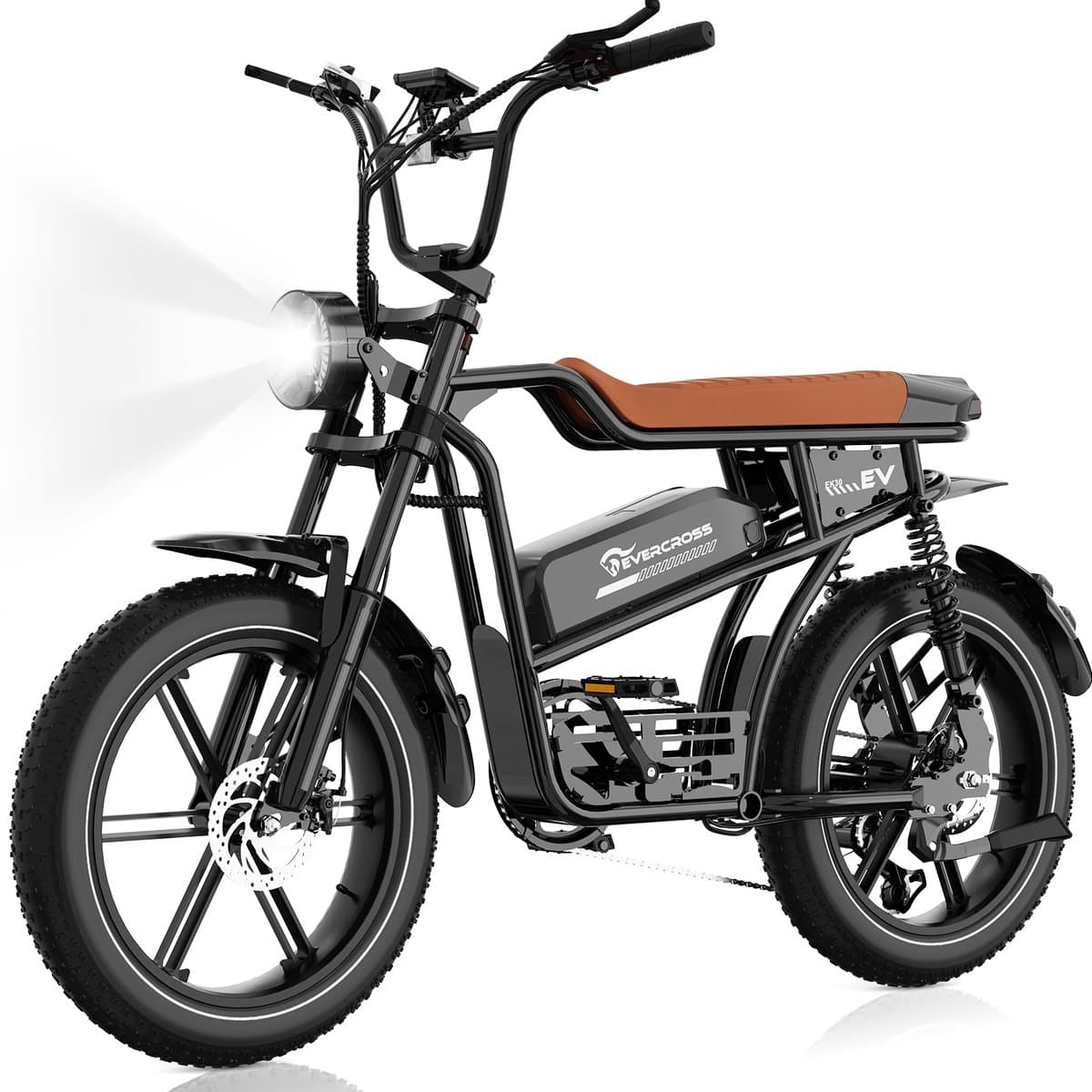 EVERCROSS EK30 Elektrische Fatbike | Off-road E-bike met 20*4.0" dikke banden | 48V 15AH verwijderbare lithiumbatterij - 55-100 km bereik | Max 25km/u | 7 versnellingen| Zwart