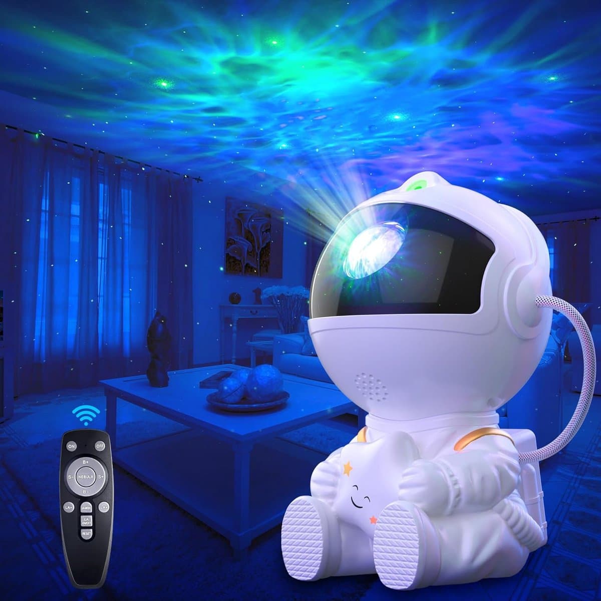 Astronaut sterrenhemel-projector, led-sterrenhemelprojector met afstandsbediening, 8 Nebula-modi, 360° rotatie, sterrenhemellamp voor kinderen en volwassenen, slaapkamer