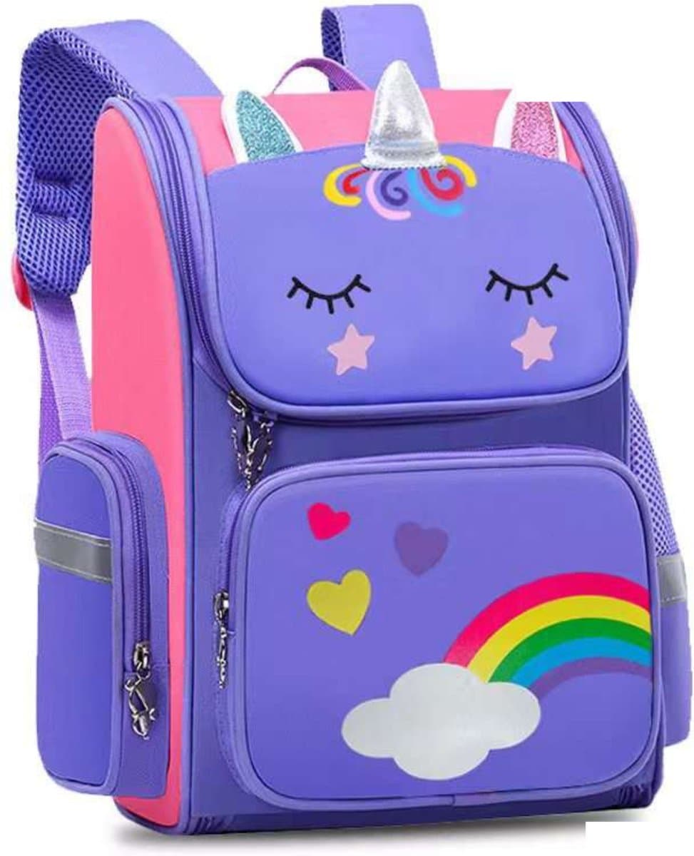Joya Kids® Eenhoorn Rugzak | Rugtas Meisje | Unicorn Backpack | Paarse tas meisjes | Large | Groot | vanaf groep 3