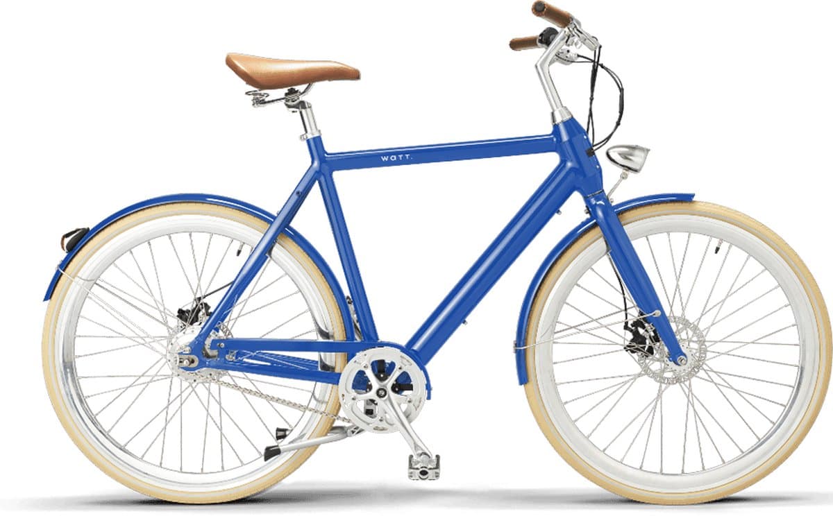 Watt Boston heren e-bike 54 cm - elektrische stadsfiets - 250W motor - 36V batterij - aluminium frame - lichtgewicht - blauw Elektrische herenfiets - universele onderdelen - duurzame e-bike - onderhoudsarm - stad - woon-werk - dagelijks gebruik