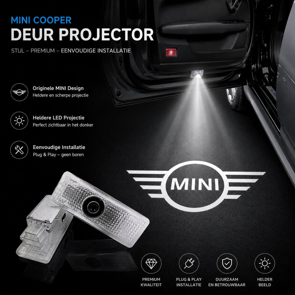 Auto Deur Projector Geschikt voor Mini Cooper – LED Welkomstverlichting set van 2