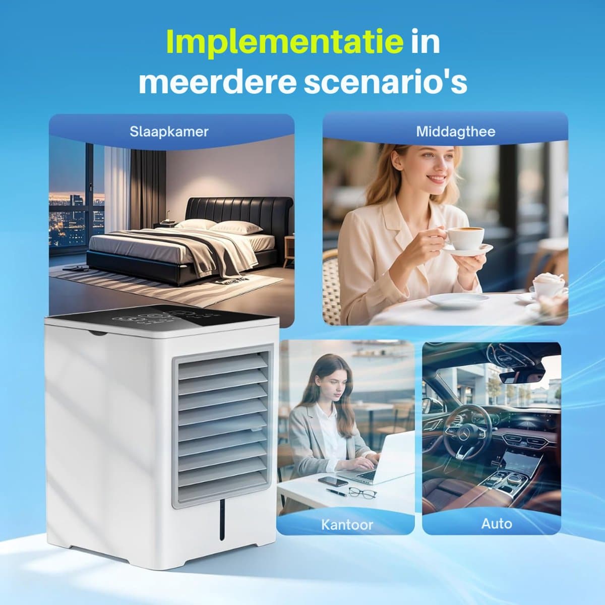 Mobiele Airco Zonder Afvoer - Mobiele Airco voor Slaapkamer - Luchtkoeler - Aircooler - 470ML - 3 Standen & Timer - 5V - Wit