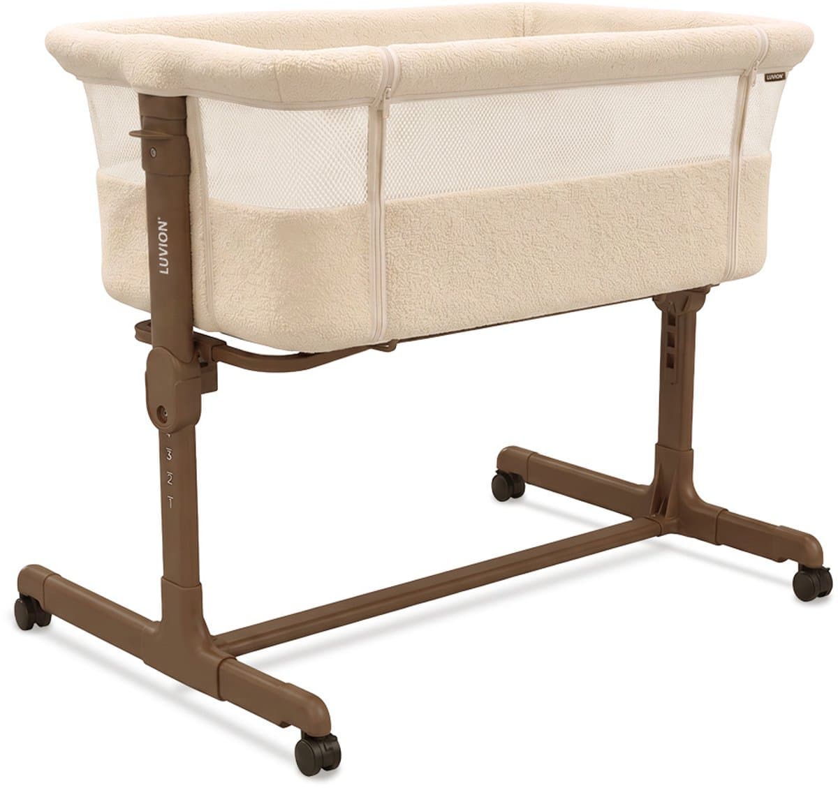 LUVION® Co Sleeper Teddy Ivory – Aanschuifbedje – Baby Wieg – Co-Sleeper – Teddy Stof – Inclusief Matras – Wit