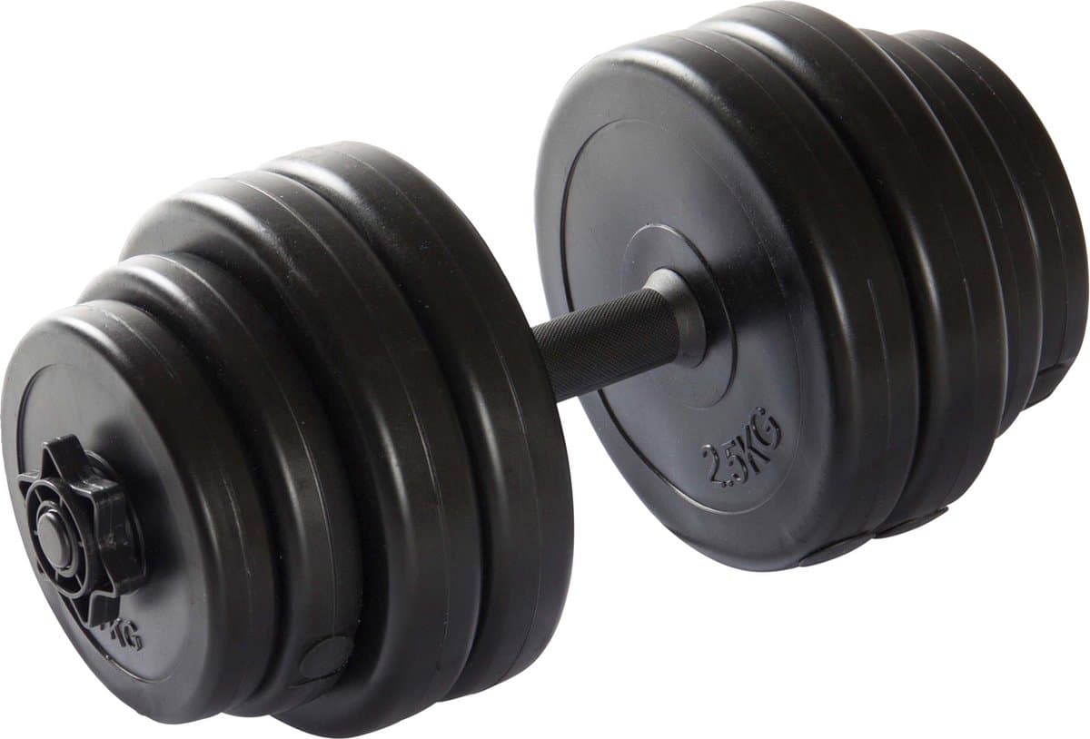 VirtuFit Verstelbare Dumbbell - Zwart - Vinyl - 15 kg - Dumbbel Set - Inclusief Schroefsluitingen - Extra Grip - Behandeld met Beschermende Olie - Dumbells - Gewichten