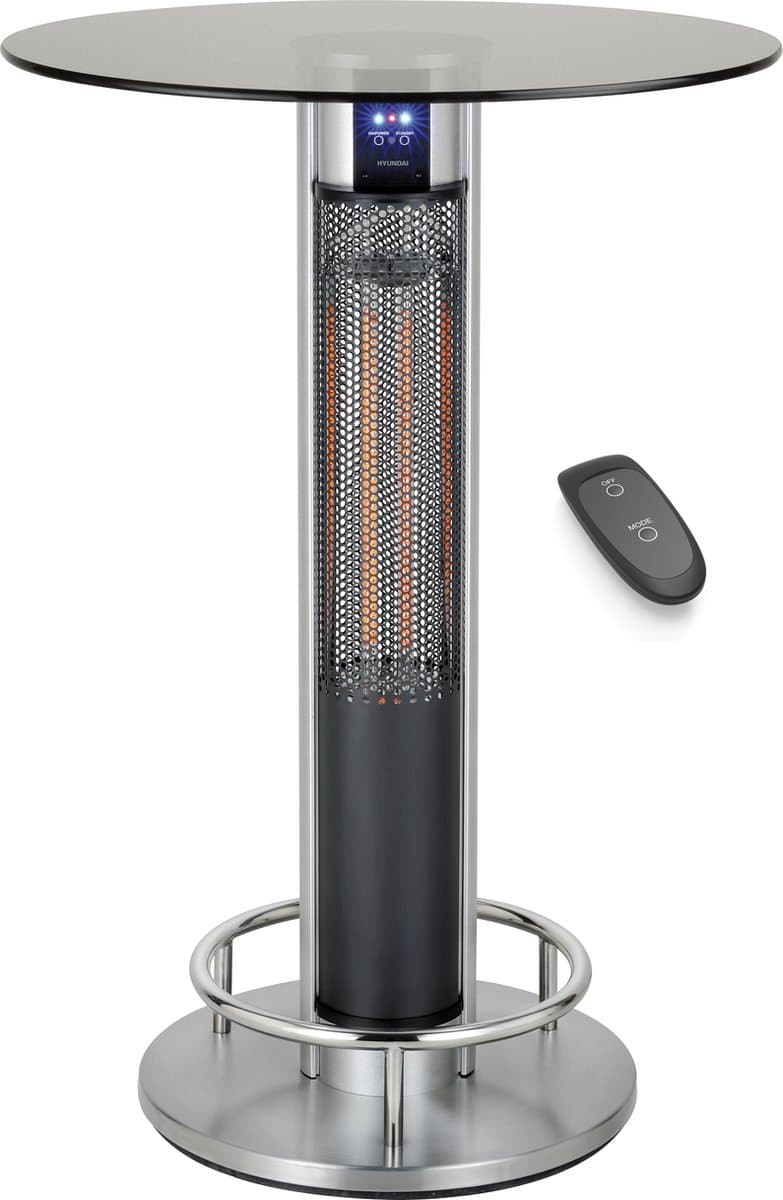Hyundai Statafel met elektrische verwarming - Bartafel - Infrarood verwarming – 1600W - 70 x 110 cm - Elektrische kachel - Heater terrasverwarming - met afstandsbediening