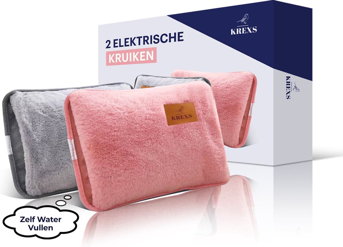 Krexs Elektrische Kruik - 2 Stuks - Elektrische Warmwaterkruik - Oplaadbare Kruik - Handwarmers - Warmtekruik - Volwassenen