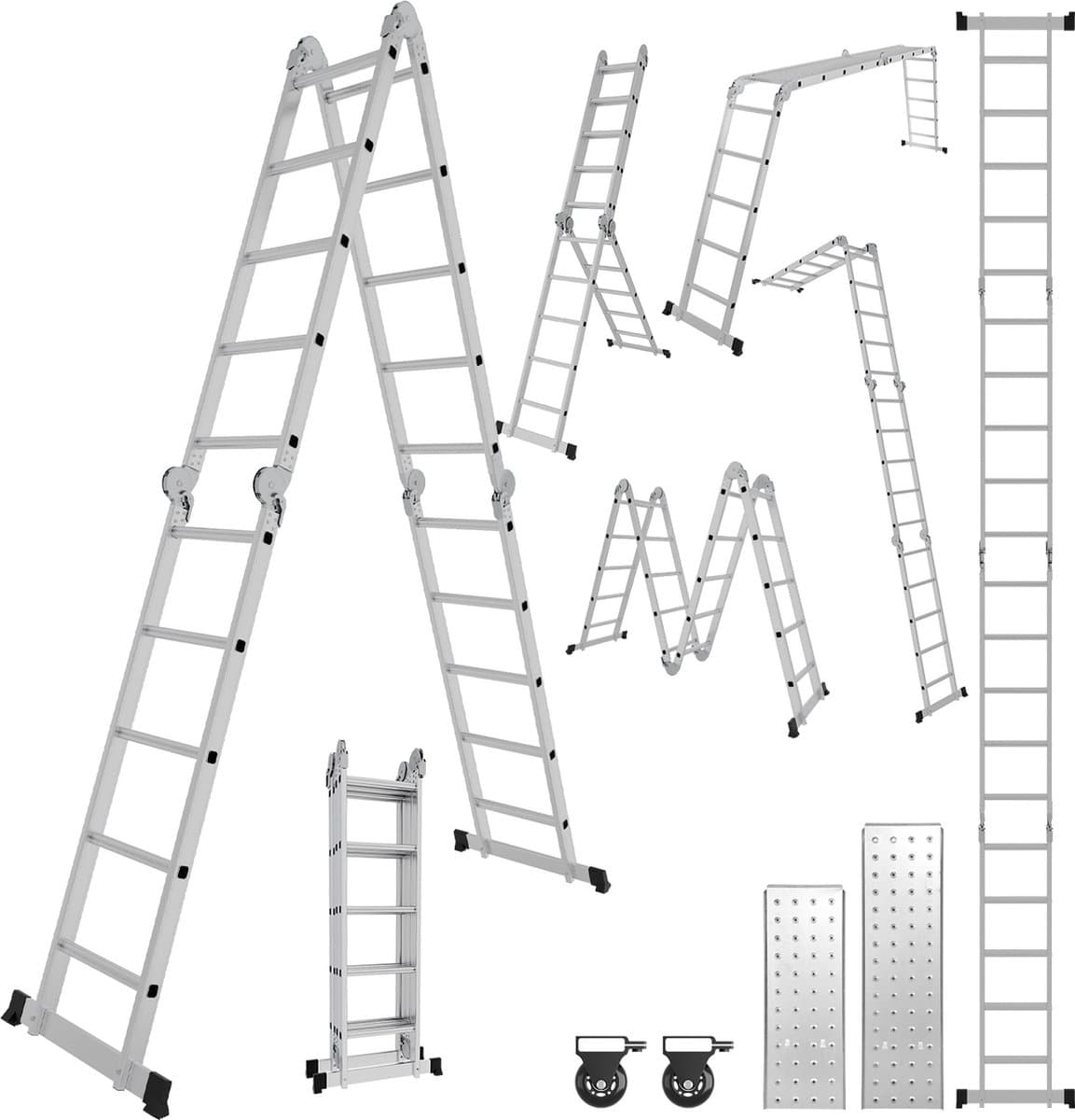 Vouwladder Multifunctionele ladder 4x5 Telescopische ladder Verlengladder Leunladder Aluminium ladder