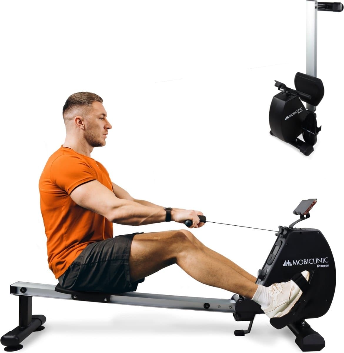 Mobiclinic RowFit - Roeitrainer - Roeiapparaat - 8 weerstandsniveaus - Stil - Magnetische weerstand - Lcd-monitor - Mobiele telefoonhouder - Tot 120 kg - 6 kg vliegwiel - Thuisgym