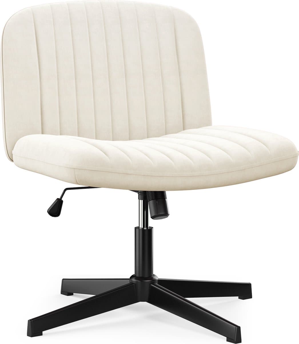 Beige fluwelen stoel - draaibare zitting - Scandinavische eetkamerstoelen - Chique elegantie - Zwarte metalen poten - Eetkamer, studeerkamer, woonkamer