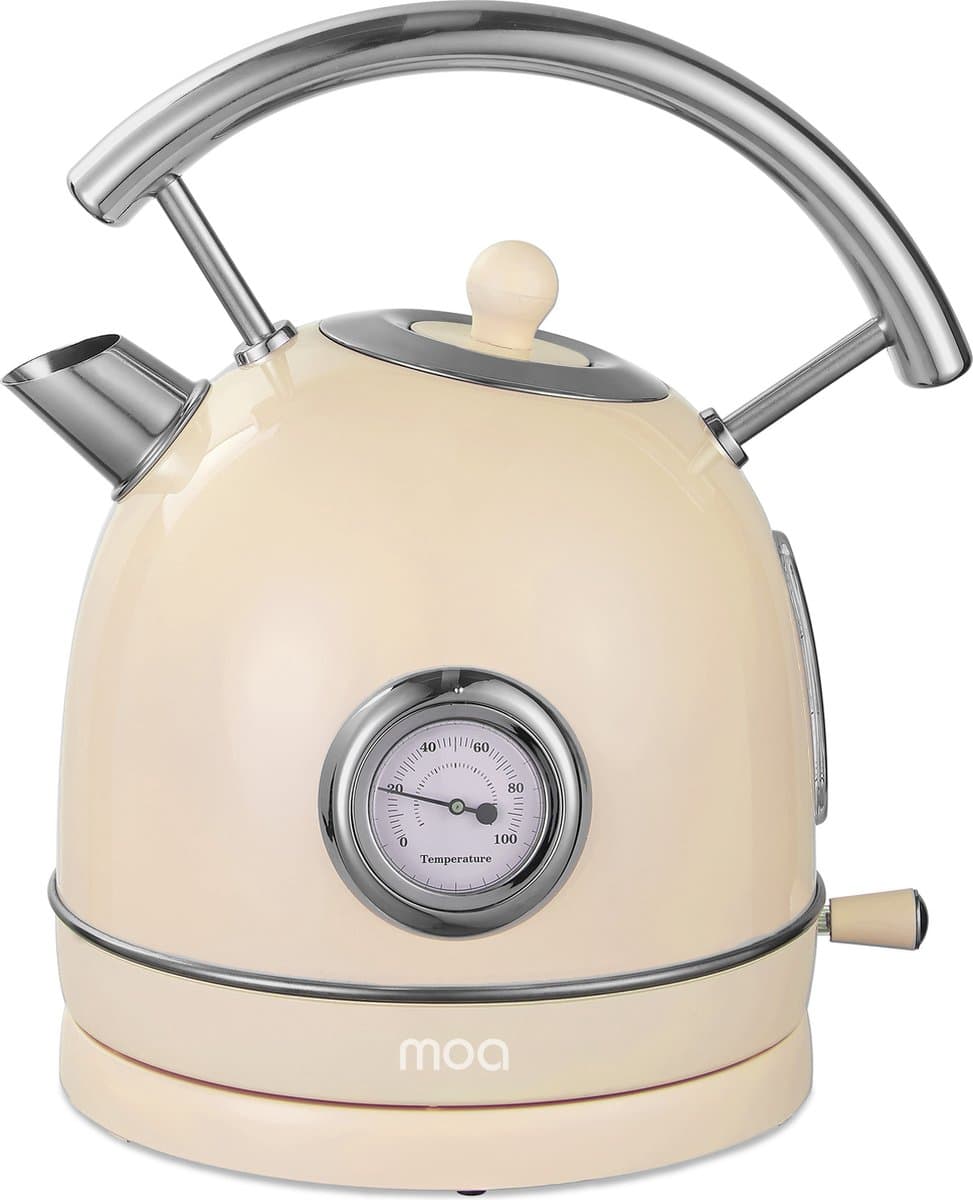 MOA Waterkoker Retro - 1,8 Liter - Elektrische Waterkoker - BPA-vrij - Anti Calcium Filter - RVS - 2200W - Crème
