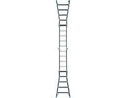 Eurostairs professionele Vouwladder – Uitschuifbare Multiladder 4x5 sporten (20 treden) – 6,40 meter werkhoogte