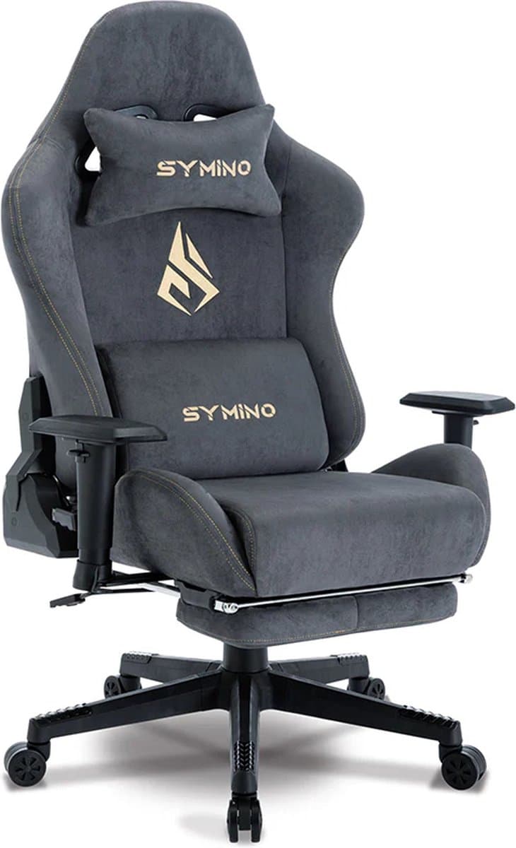 Gaming Stoel Met Voetsteun - Ergonomische Gamestoel - Gaming Chair - Verstelbare Functies - Verrijdbaar - Tot 200kg - Grijs
