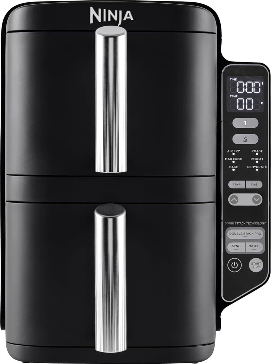Ninja Double Stack Airfryer XXL - 7.6 Liter - Dubbele Gestapelde Lades - 6 Programma's - Inclusief 2 Kookrekjes - SL300EU