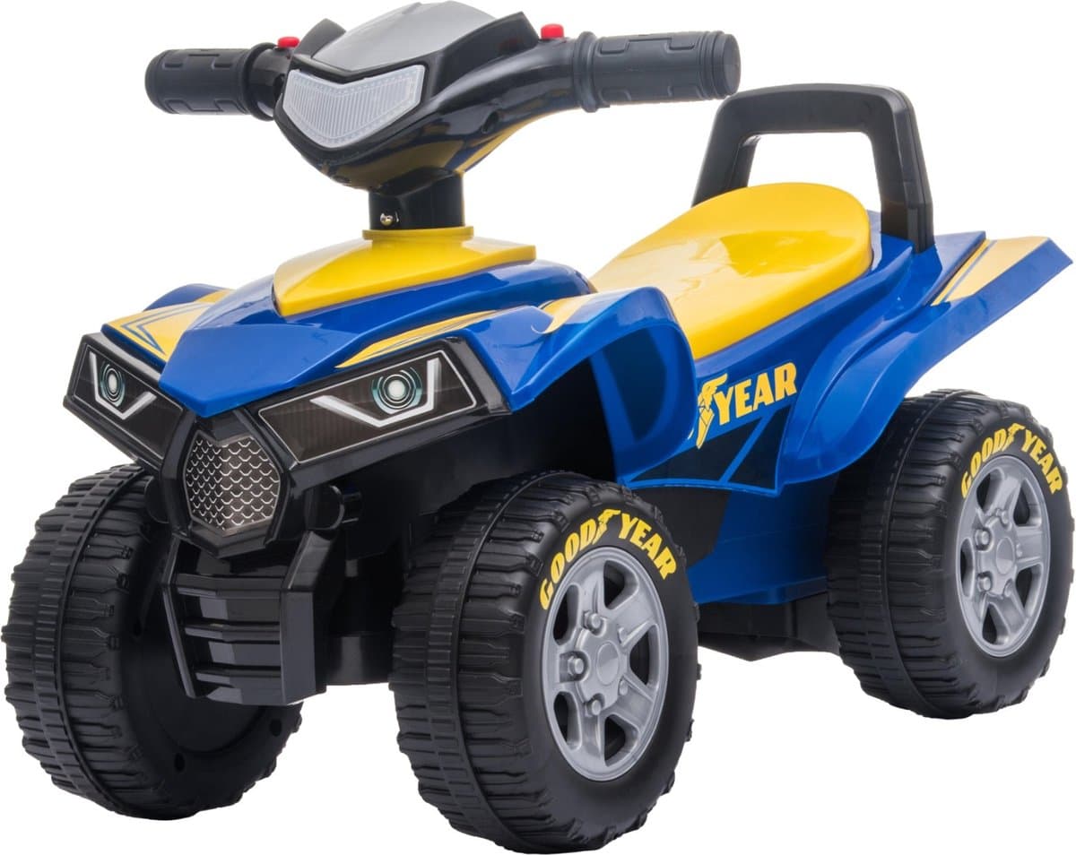 Eco Toys - Goodyear Quad Loopauto - Blauw - Met LED-Licht, Muziek & Opbergruimte - Vanaf 18 Maanden - Max. 25 kg