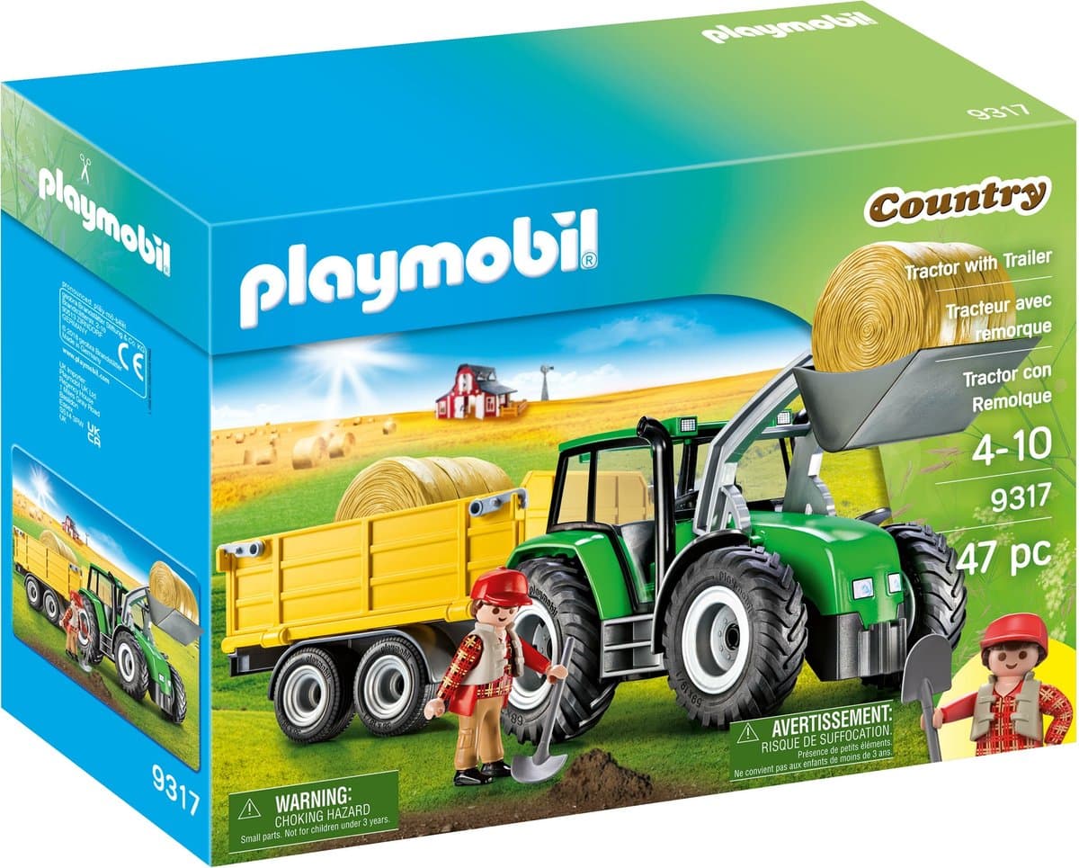PLAYMOBIL Grote tractor met aanhanger - P-9317 - 47-delig