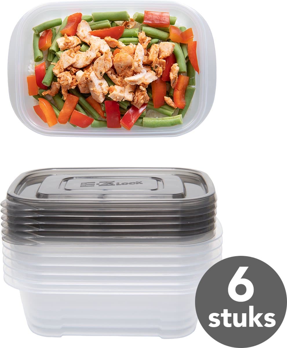 Meal prep Bakjes - Diepvriesbakjes - 890ml - 6 Stuks - BPA vrij - PFAS vrij - Vershoudbakjes set met deksel - Bewaarbakjes - Magnetron bakjes – Diepvriesdozen - Meal prep container - Vershouddoos - Stevig en Herbruikbaar - LocknLock