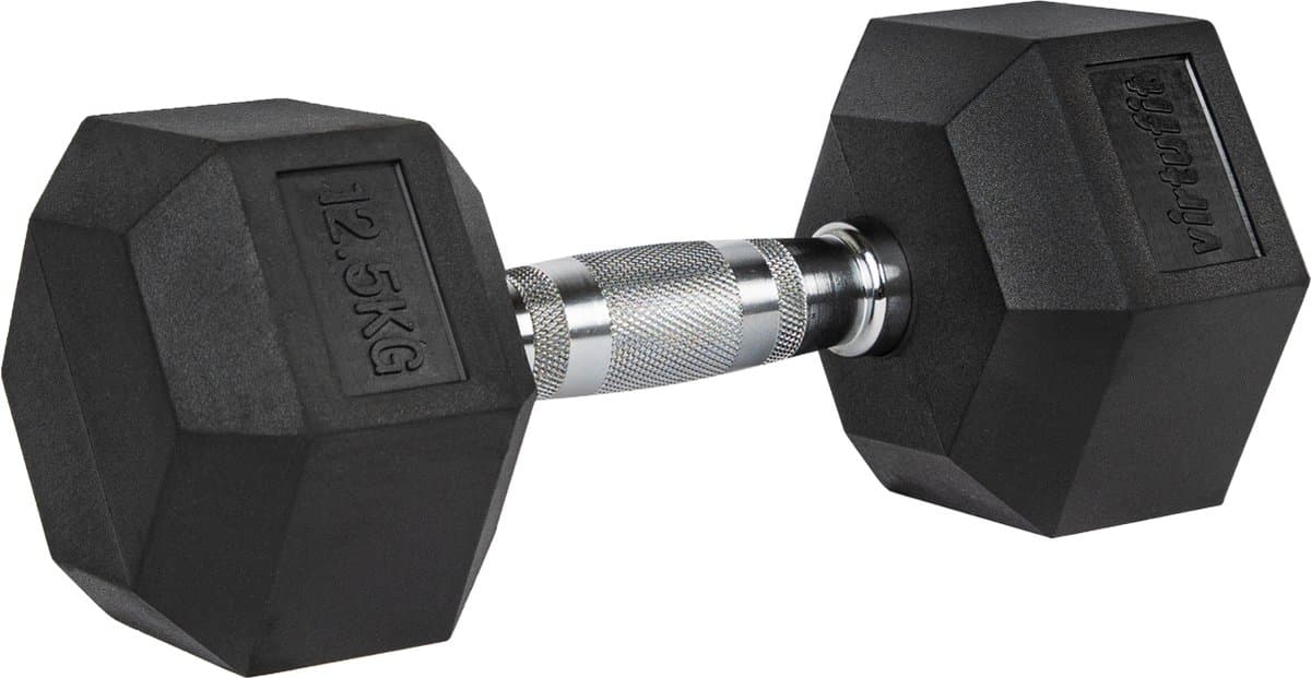 VirtuFit Hexa Dumbbell Pro - 12,5 kg - Hexagon Dumbbell - Duurzaam en Slijtvast - Krachttraining - Gewicht - CrossFit & Fitness - Geschikt voor Beginners en Professionals - Per Stuk Verkocht