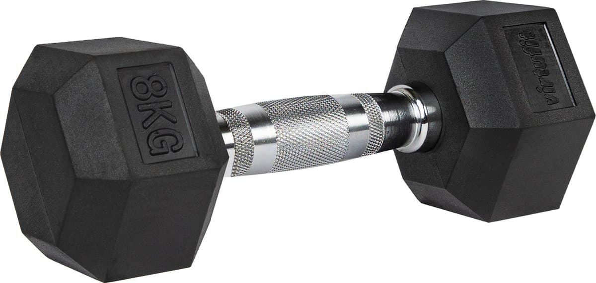 VirtuFit Hexa Dumbbell Pro - 8 kg - Hexagon Dumbbell - Duurzaam en Slijtvast - Krachttraining - Gewicht - CrossFit & Fitness - Geschikt voor Beginners en Professionals - Per Stuk Verkocht