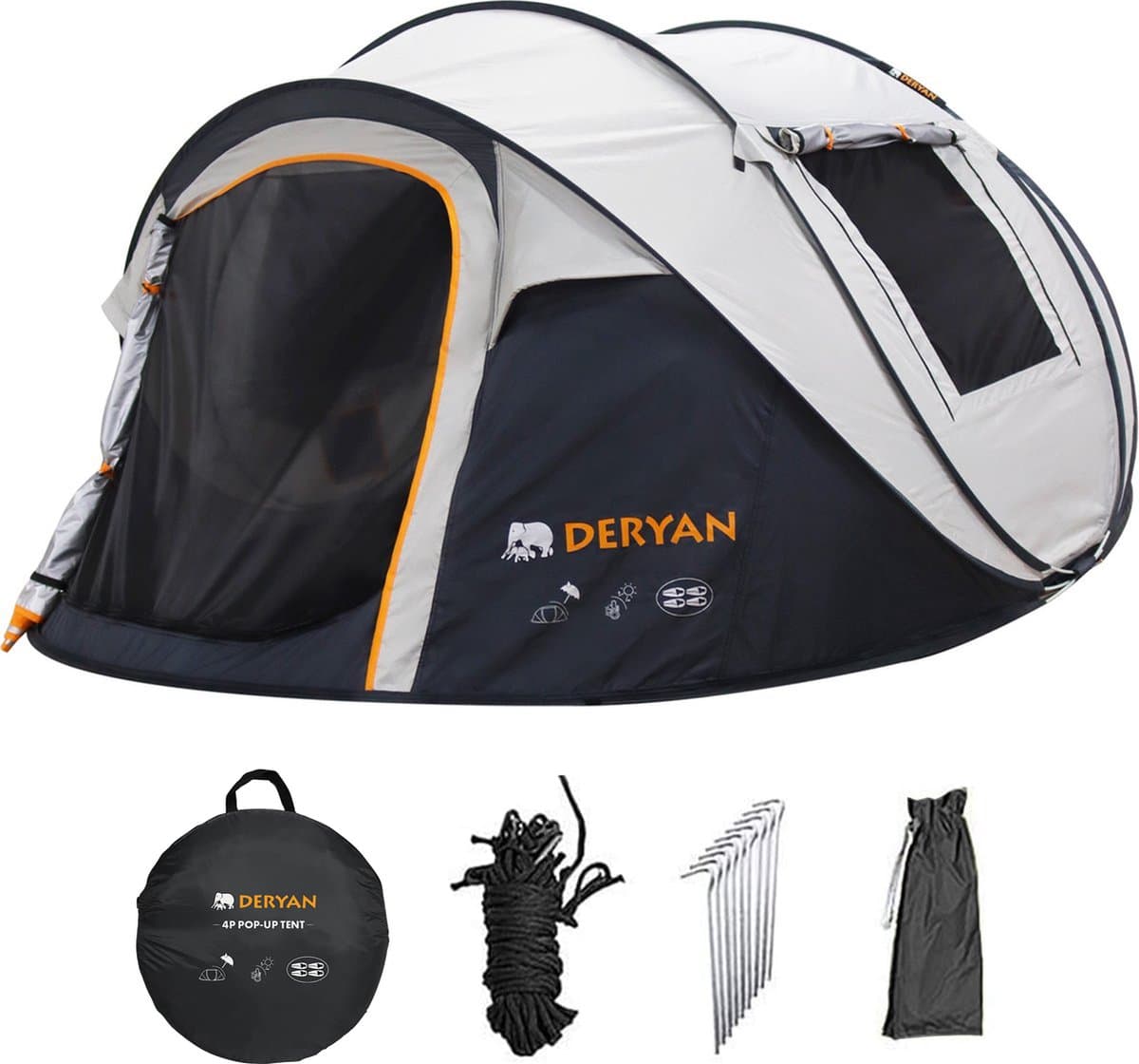 Deryan Pop Up Tent 4 persoons - 2000MM Waterkolom - UV 50+ - Cream