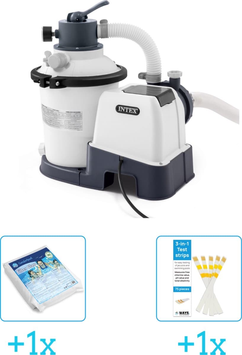 Intex 26642GS Zandfilterpomp - SX925 - 2000 liter per uur inclusief Comfortpool Glasparels - Voor Filterpomp - 20kg (1 stuks) & WAYS Testrips (1 stuks)