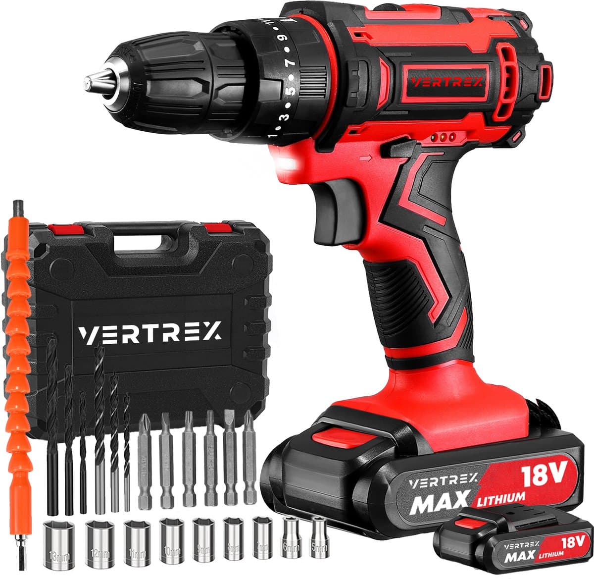VERTREX Accu Schroefboormachine 18V - Accuboormachines - Accuboormachine - Boormachine - Boormachines - Incl. 2 Accu's