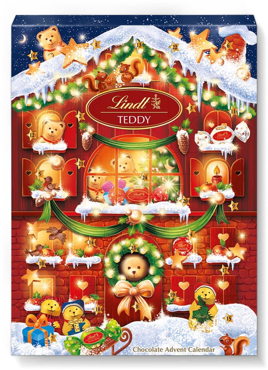 Lindt TEDDY Chocolade Adventskalender 2026 - Interactief voor Kinderen - 170 gram - 24 chocolade verrassingen - Aftellen tot Kerst - Kerstcadeau - Chocolade cadeau