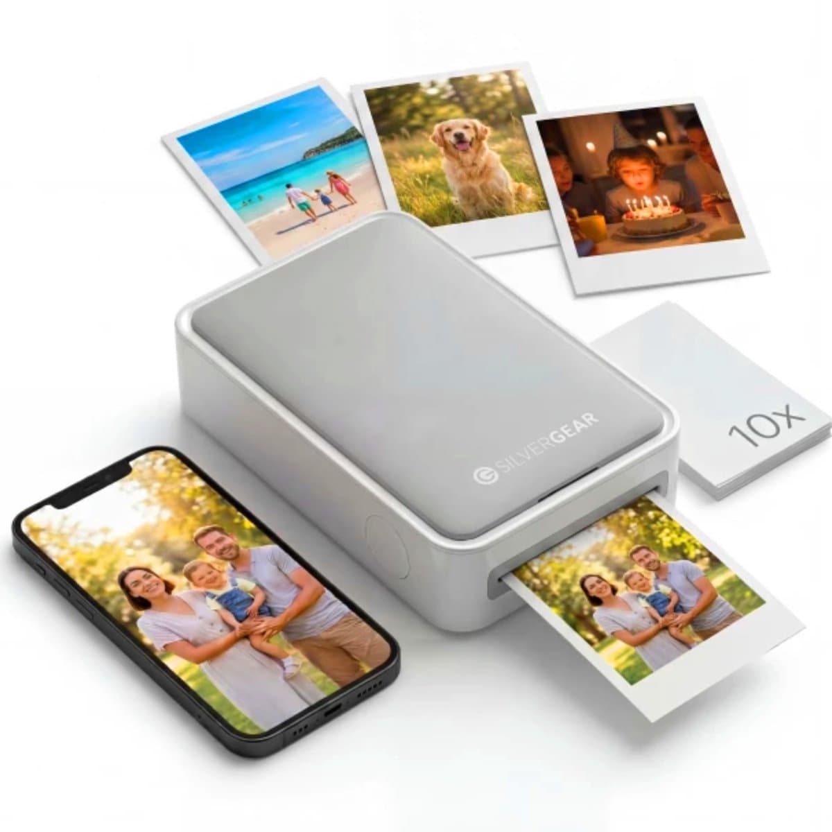 Mobiele Fotoprinter - Mini Printer voor Telefoon - Incl. Fotopapier - Draadloos & Bluetooth - Portable Photo Printer Phone - Pocket Thermal Printer - Kleur - Draagbaar Printer voor Smartphone - Foto Afdrukken - Draadloze Foto Afdrukker - Silvergear